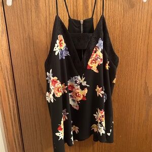 Express flower zip up racerback tank top